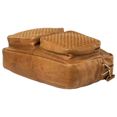 Manhattan Genuine Washed Leather Men Tan Portfolio Bag - WeMe
